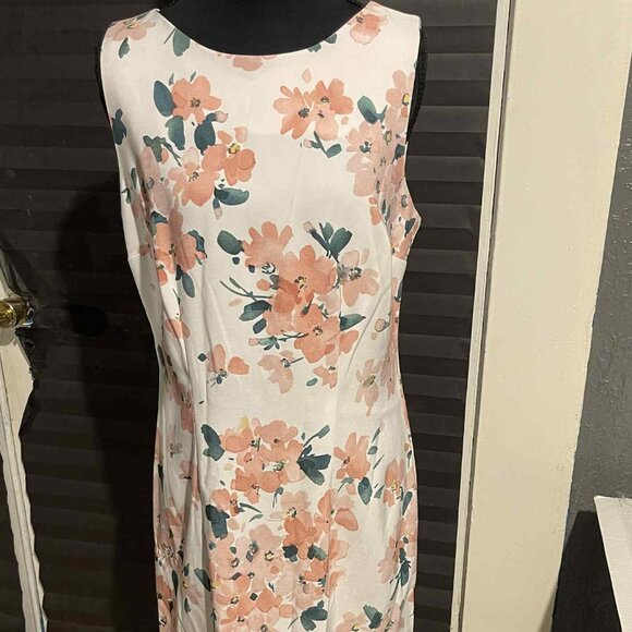 ALYX WOMEN'S SLEEVELESS WHITE‎ FLORAL MIDI DRESS SIZE 8 - Picture 1 of 6